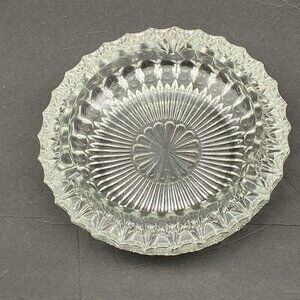 Vtg MCM Ashtray Clear Crystal Glass Heavy 3lb 3.2oz ‎ 3 Slots Starburst Bottom